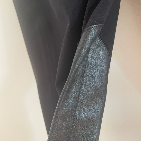 Theory Lamb Leather Trim Black Ponte Riding Leggings Pant - Picture 11 of 14